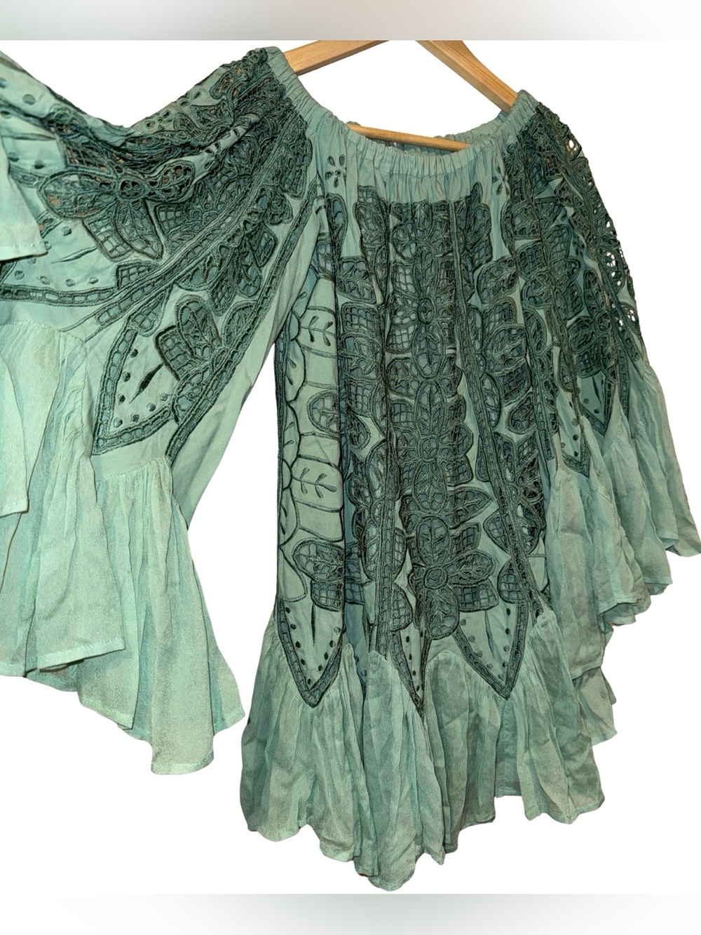 Free People Daisy Cutwork Mini Dress Guacamole S Festival Party Boho Crochet - Picture 6 of 12
